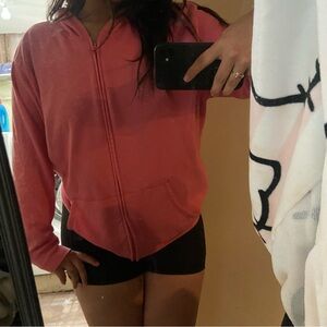 Just My Size Pink Zippered Relaxed Sweatshirt